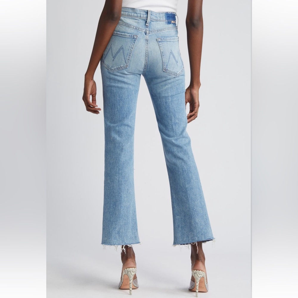 MOTHER Superior The Tripper High Waist Flood Frayed Flare Blue Jeans - Picture 3 of 9